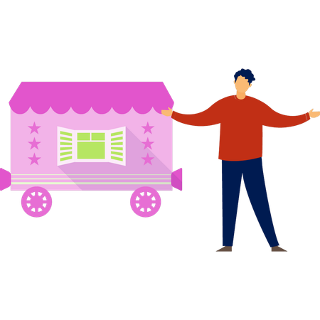 Boy is inviting to try moving house  Illustration