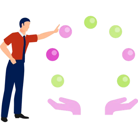 Boy is juggling with balls  Illustration