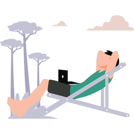 Boy is laying outside  Illustration