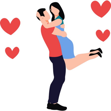 Boy is lifting the girl in the air  Illustration