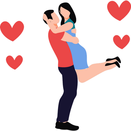 Boy is lifting the girl in the air Illustration