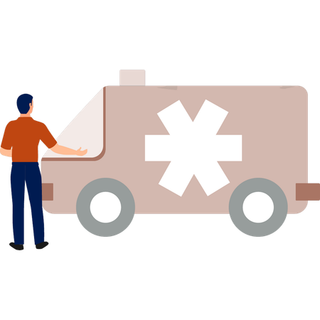 Boy is looking at the ambulance  Illustration