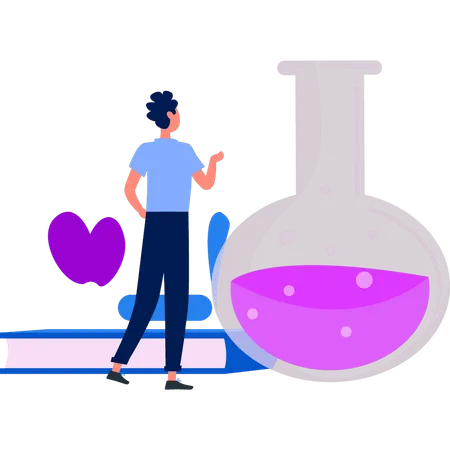 Boy is looking at the chemical flask  Illustration