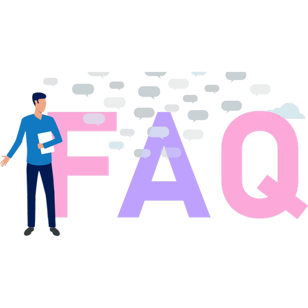 Boy is looking at the FAQ service  Illustration