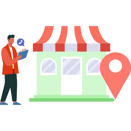 Boy is looking for a shopping store location  Illustration