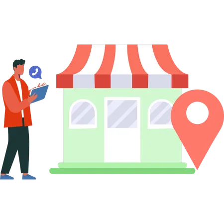 Boy is looking for a shopping store location  Illustration