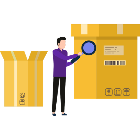 Boy is looking for boxes to deliver  Illustration