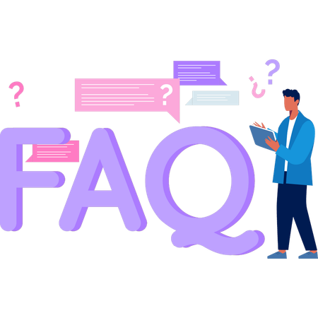 Boy is looking into the FAQ services  Illustration