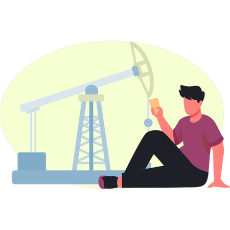 Boy is looking oil pipeline industry  Illustration