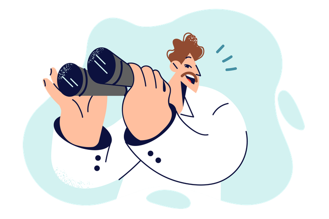 Boy is looking through binoculars  Illustration