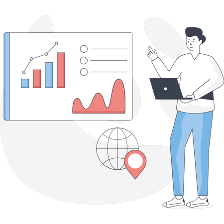 Boy is making business plan  Illustration