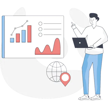 Boy is making business plan  Illustration