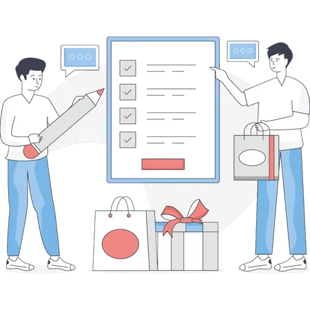 Boy is making sale checklist  Illustration