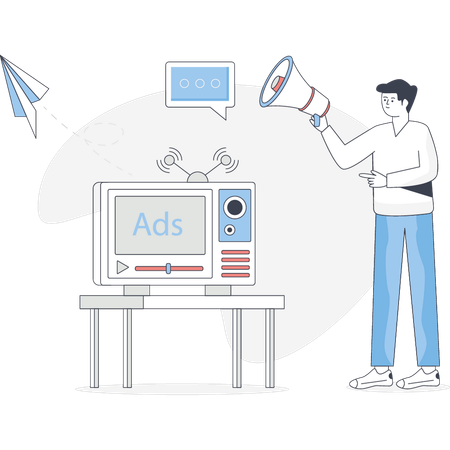 Boy is marketing video ads  Illustration