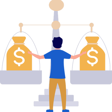 Boy is measuring money value  Illustration