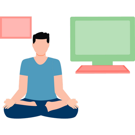 Boy is meditating  Illustration