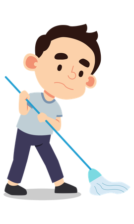 Boy is mopping floor  Illustration
