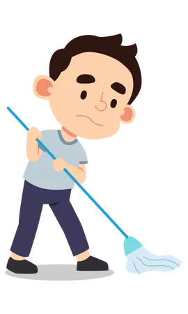 Boy is mopping floor  Illustration