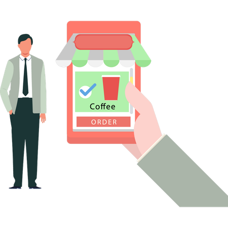 Boy is ordering coffee online  Illustration