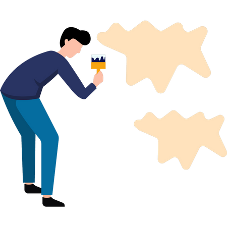 Boy is painting the wall  Illustration