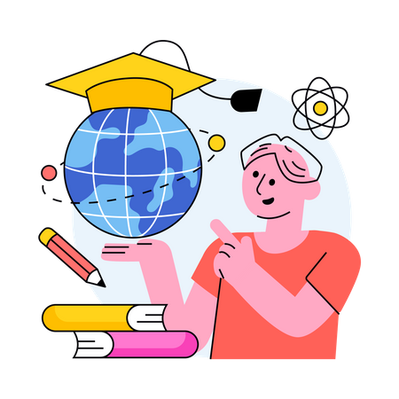 Boy is planning his future savings to face life challenges  Illustration