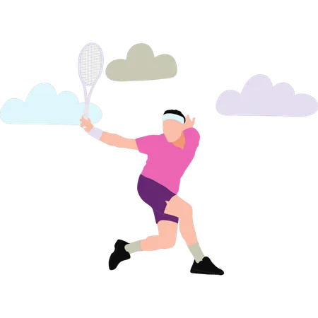 Boy is playing badminton  Illustration