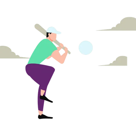 Boy is playing baseball  Illustration