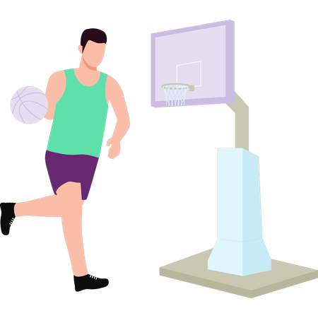 Boy is playing basket ball match  Illustration
