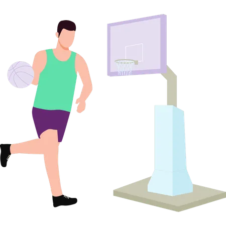 The Boy Is Playing Basket Ball Illustration
