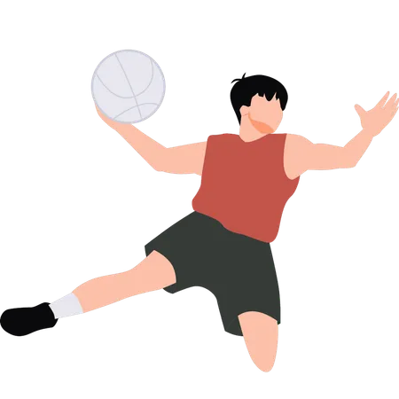A Boy Is Playing Basketball Illustration