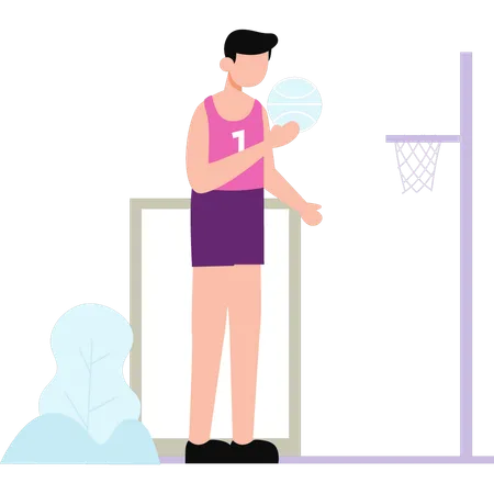 The Boy Is Playing Basketball Illustration