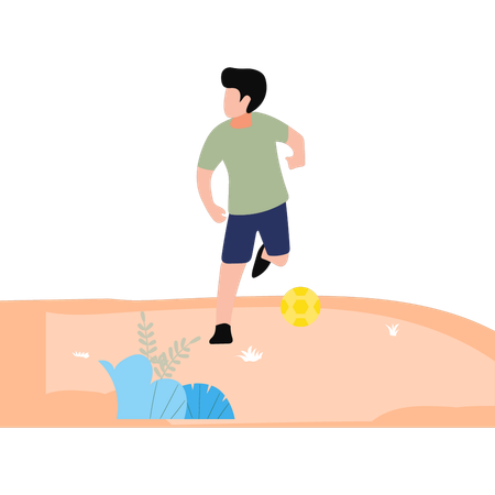 Boy is playing football  イラスト