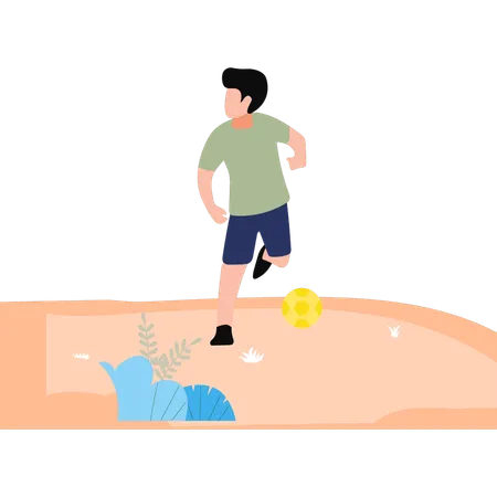 Boy is playing football  Illustration