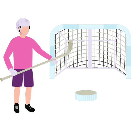 Boy is playing ice hockey  Illustration