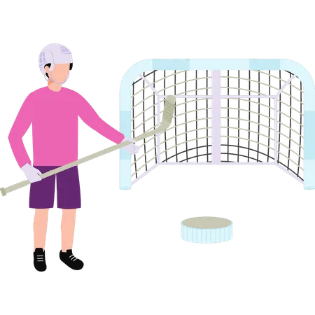 Boy is playing ice hockey  Illustration