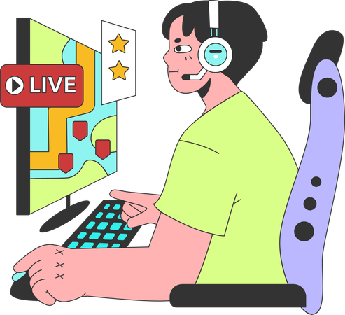 Boy is playing online games  Illustration