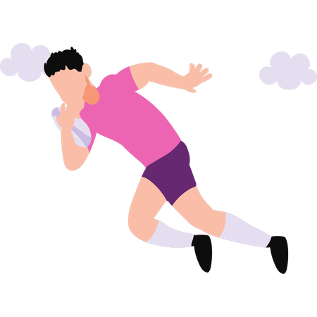 Boy is playing rugby  Illustration