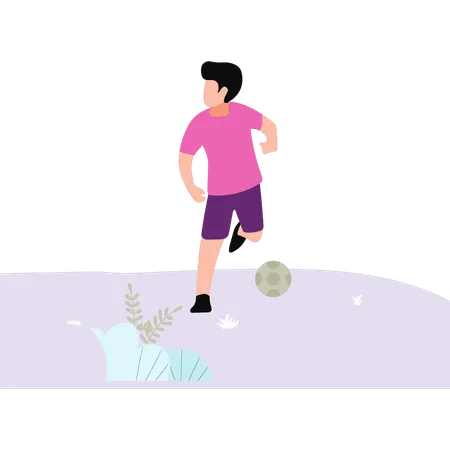 The Boy Is Playing Soccer Illustration
