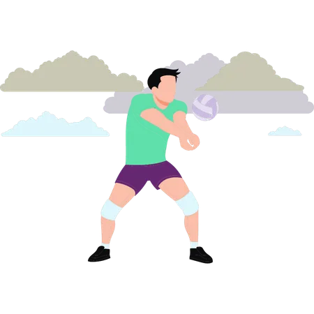 Boy is playing volley ball  Illustration