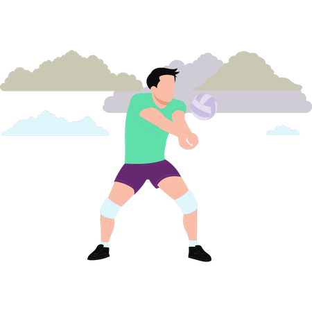 Boy is playing volley ball  Illustration