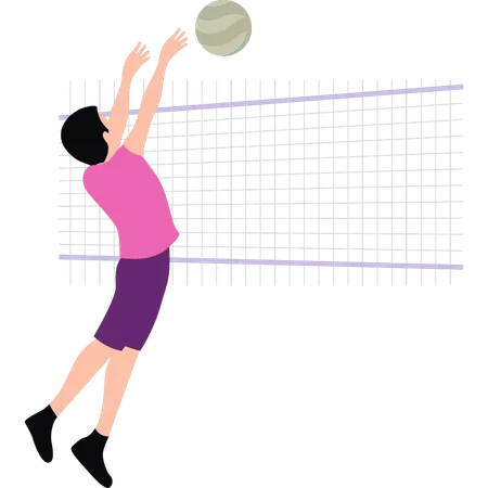 The Boy Is Volley Ball Illustration