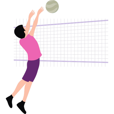 Boy is playing volley ball match  Illustration