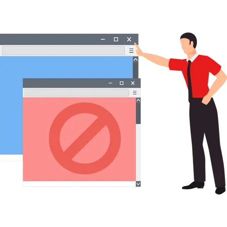 Boy is pointing at browser  Illustration