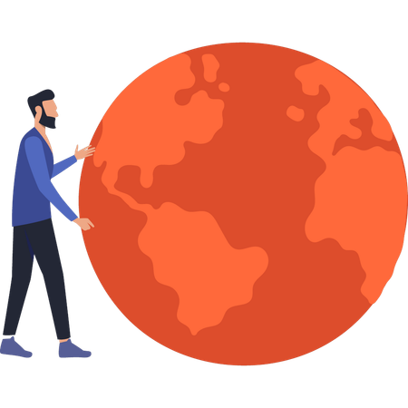 Boy is pointing at the earth  Illustration