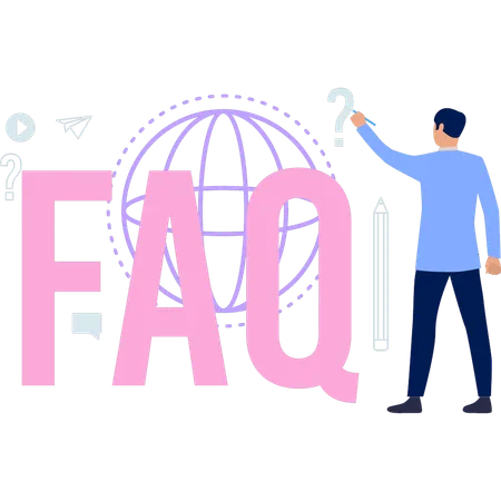 The Boy Is Pointing At The FAQ Service Illustration
