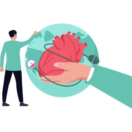 The Boy Is Pointing At The Heart Care Illustration