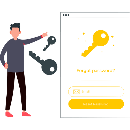 Boy is pointing at the password keys  Illustration