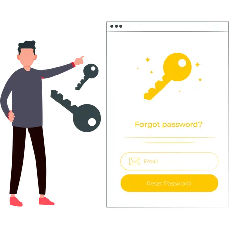 The Boy Is Pointing At The Password Keys Illustration