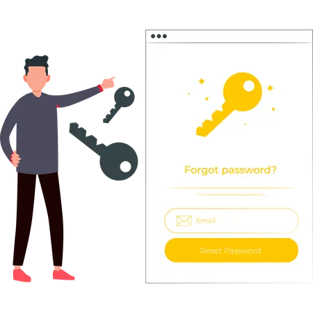 Boy is pointing at the password keys  Illustration