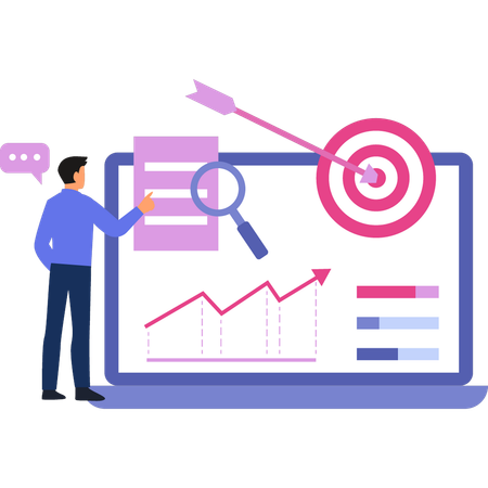 Boy is pointing at the strategy chart  Illustration